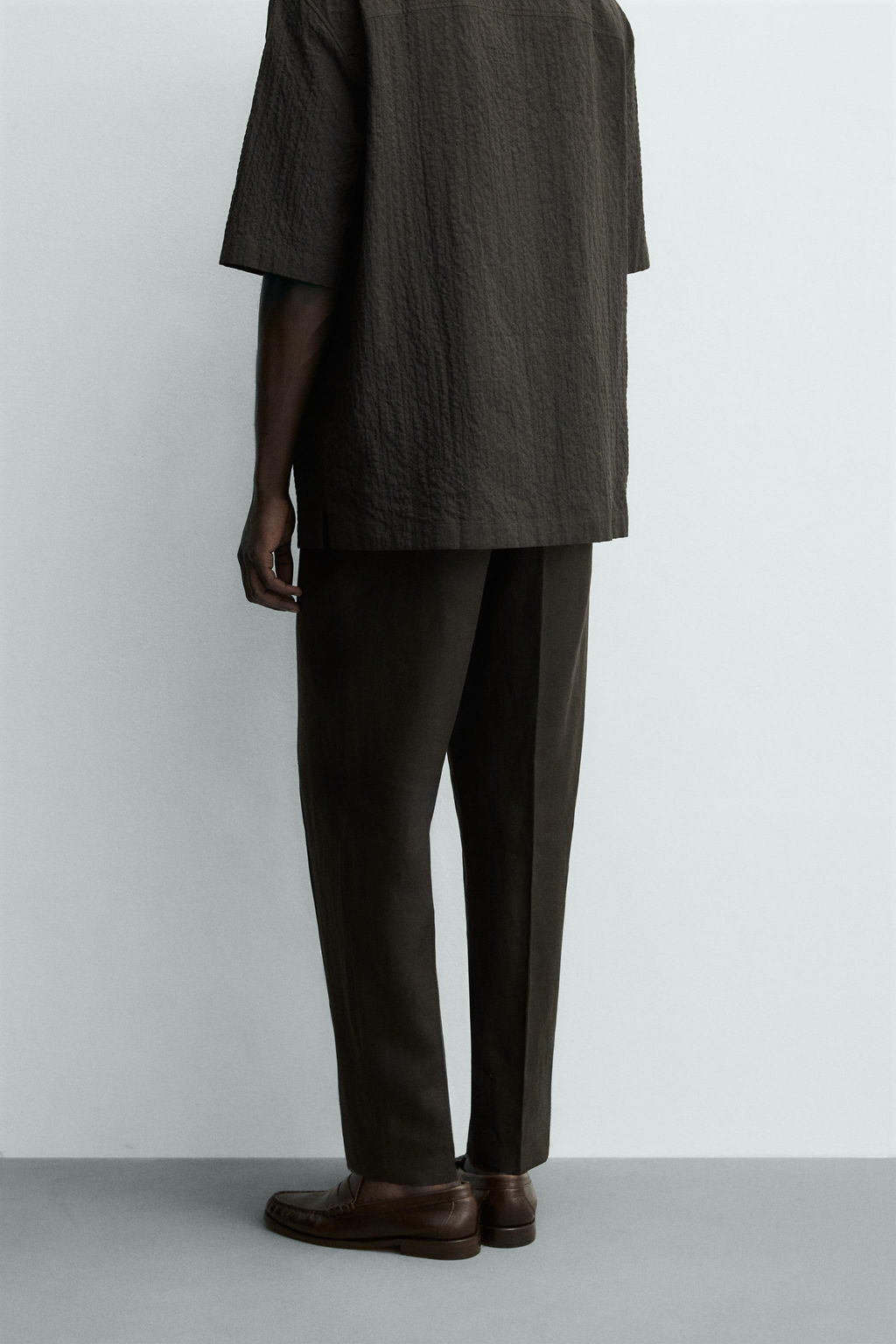 PANTAL?N REGULAR FIT 100% LINO / Marr?n - Zara фото 3