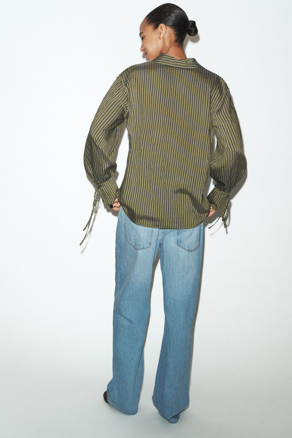 CAMISA RAYAS LAZOS / Khaki oscuro - Zara фото 4