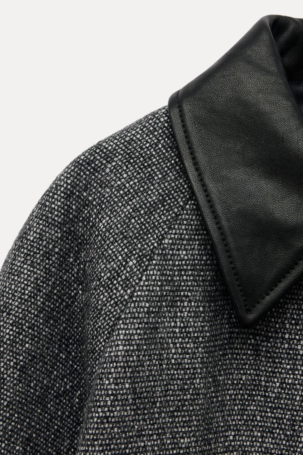 LEATHER COLLAR COAT ZW COLLECTION - Zara фото 7