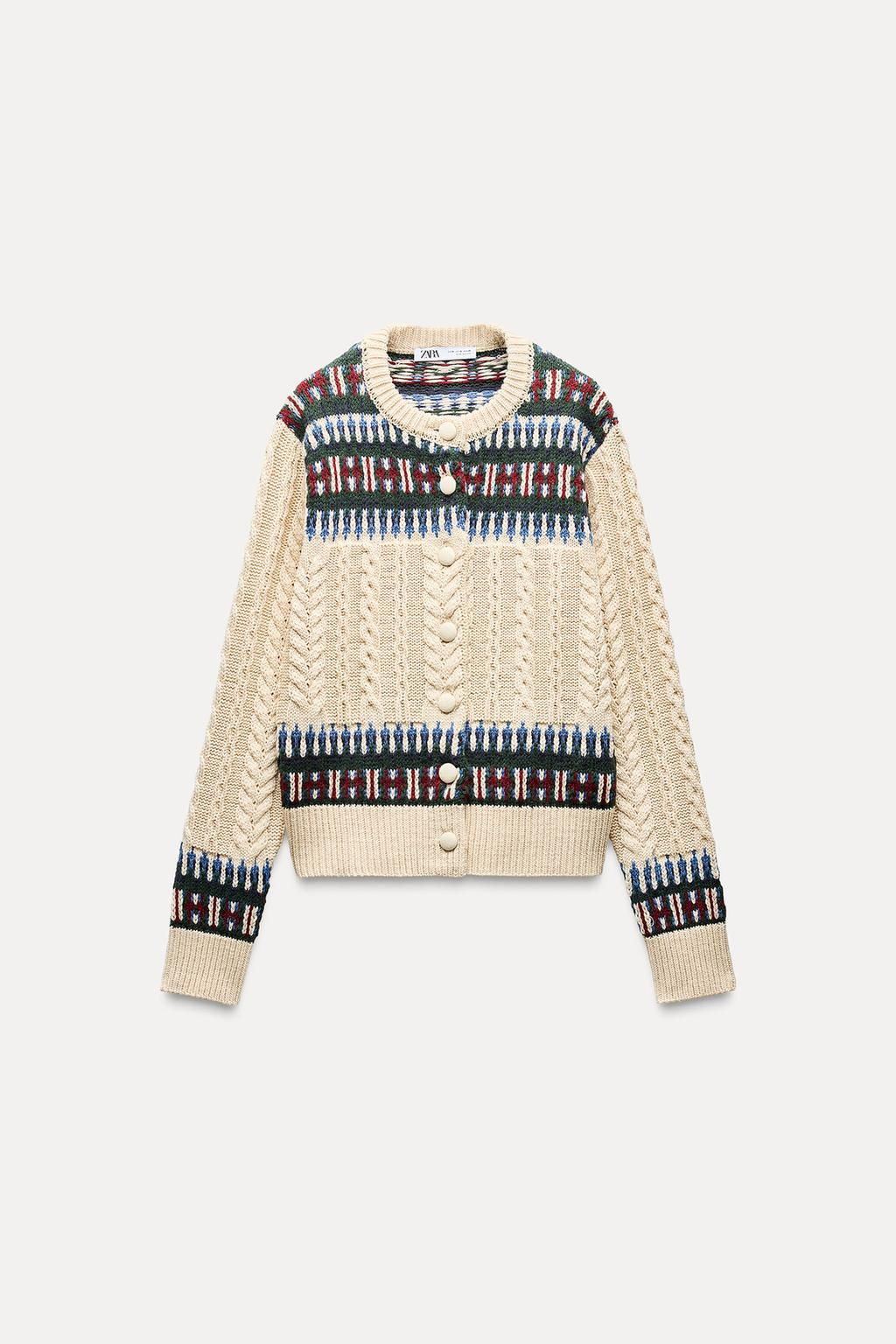 COMBINED JACQUARD KNIT JACKET