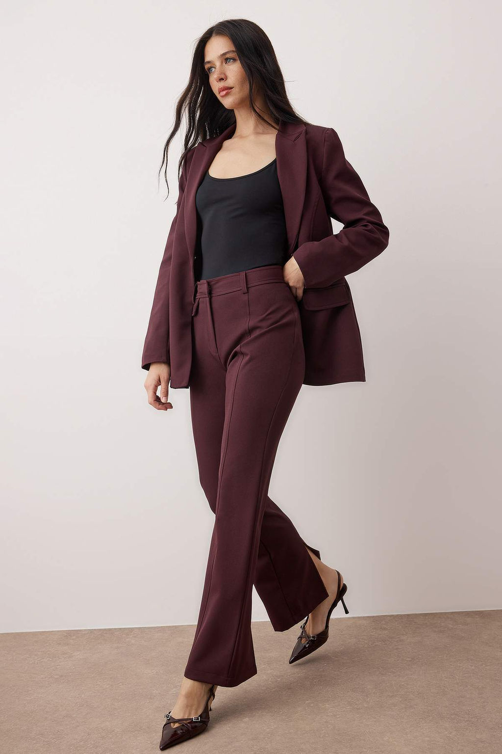 Murdum Dokuma Kumas Ispanyol Paca Pantolon TWOAW26PL00143