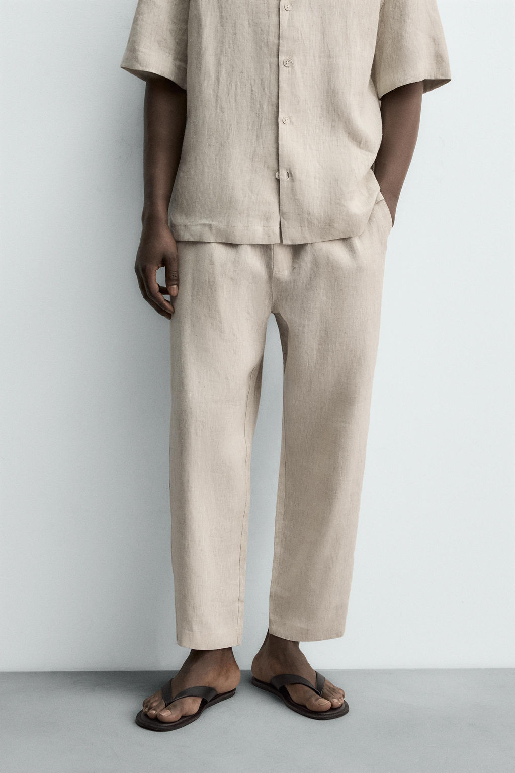 100% LINEN RELAXED FIT TROUSERS - Zara фото 12