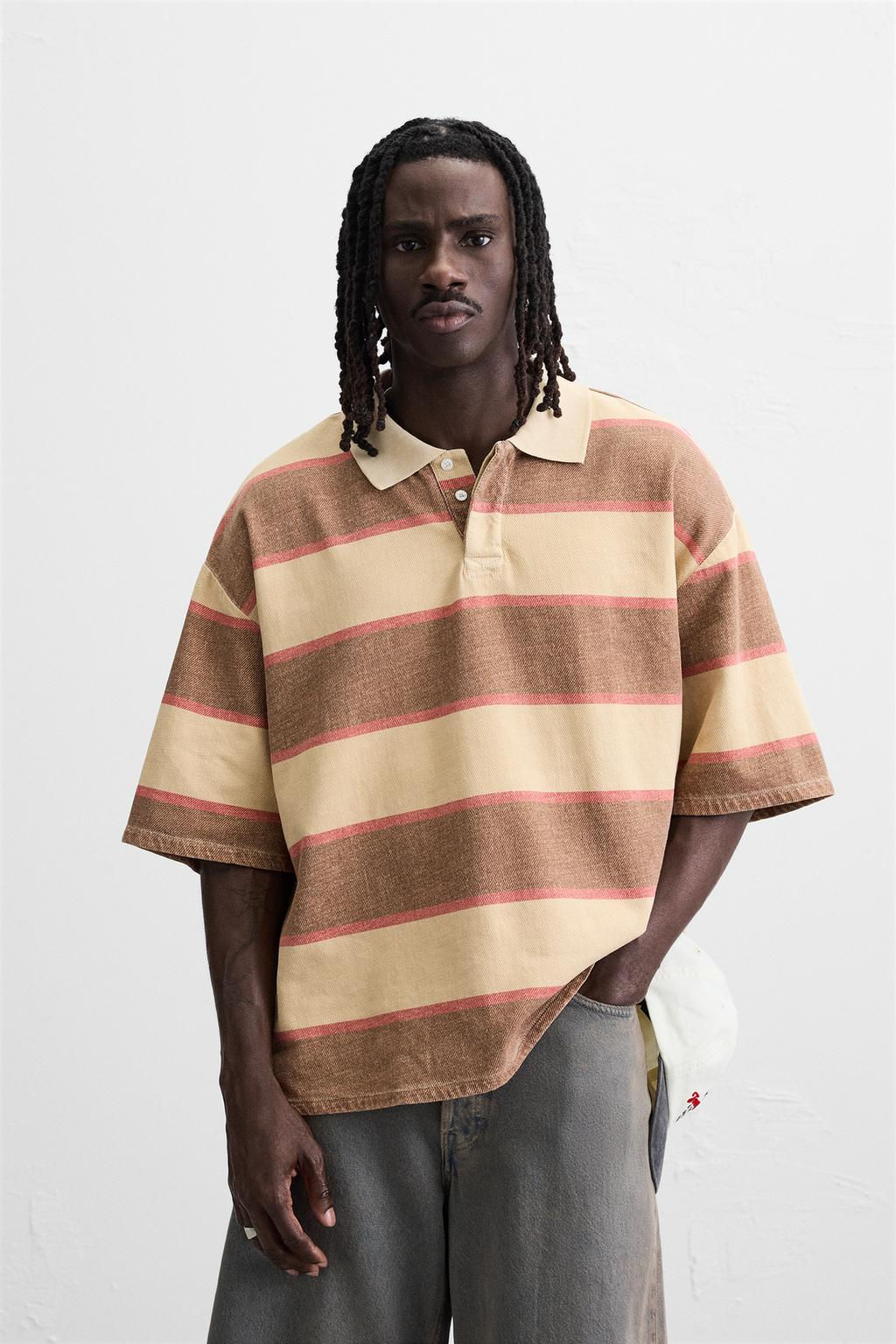 STRIPED WASHED POLO SHIRT - Zara фото 2