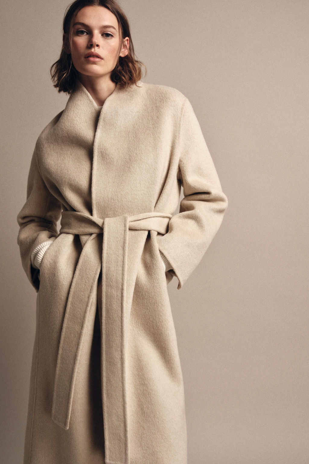 ZW COLLECTION LIMITED EDITION MINIMAL WOOL BLEND COAT - Zara фото 9