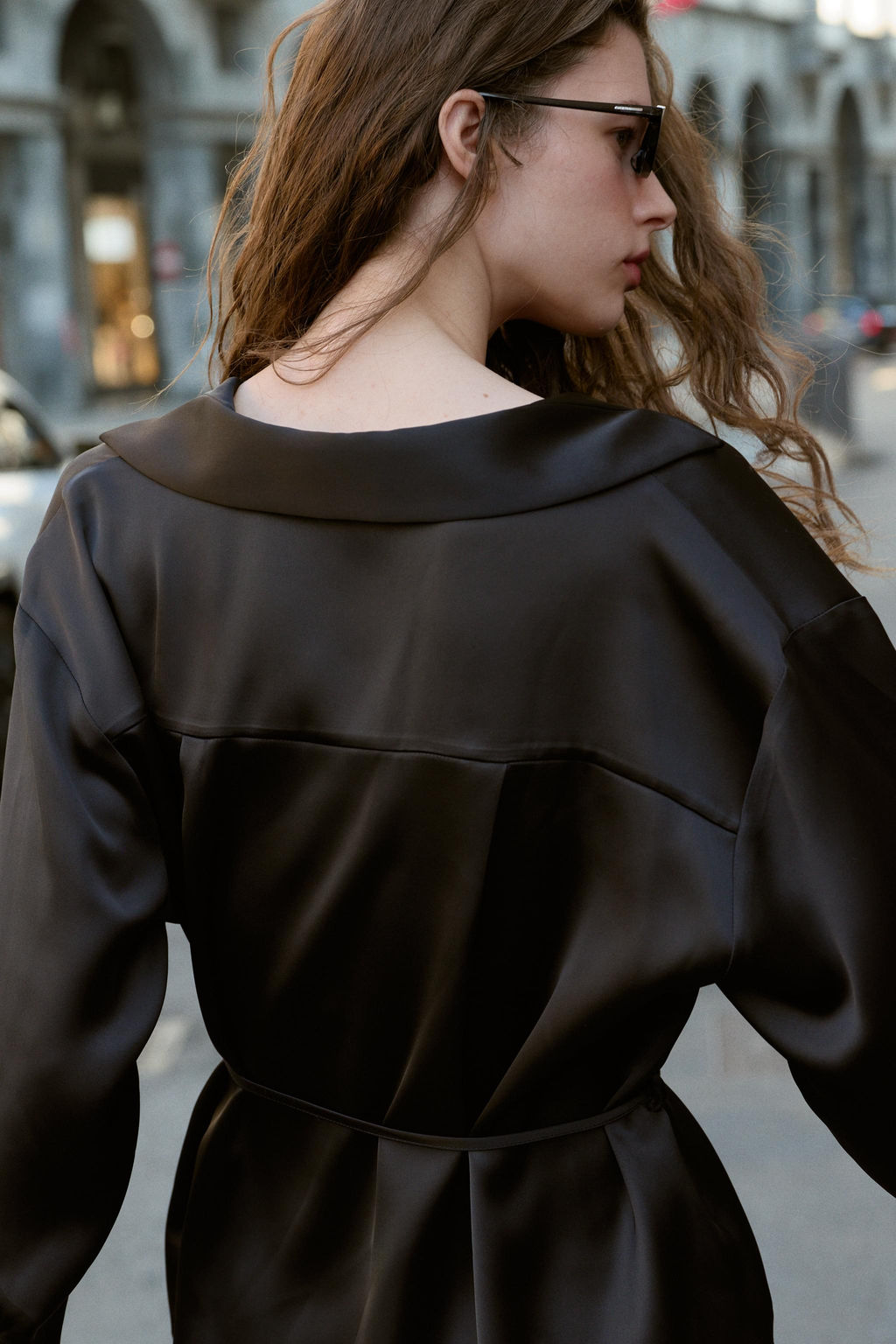SATIN BLOUSE WITH THIN BELT - Zara фото 5