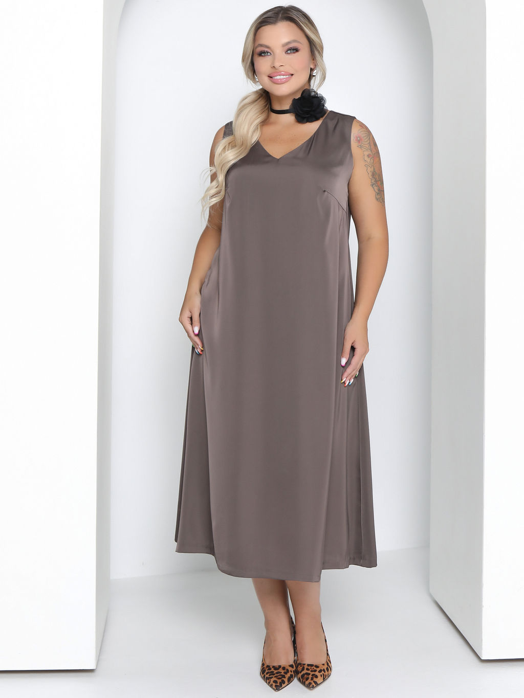 Платье П-2211/5 Цвет:коричневый