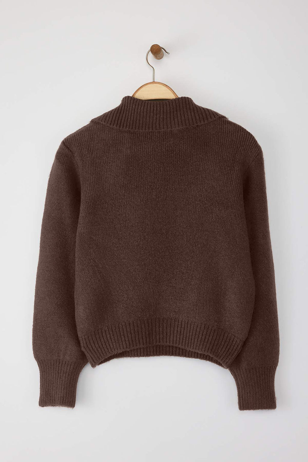 Wardrobe Essentials Kahverengi Yunlu Premium Iplik Fermuarl? Basic Triko Kazak | TWOAW26KZ00071