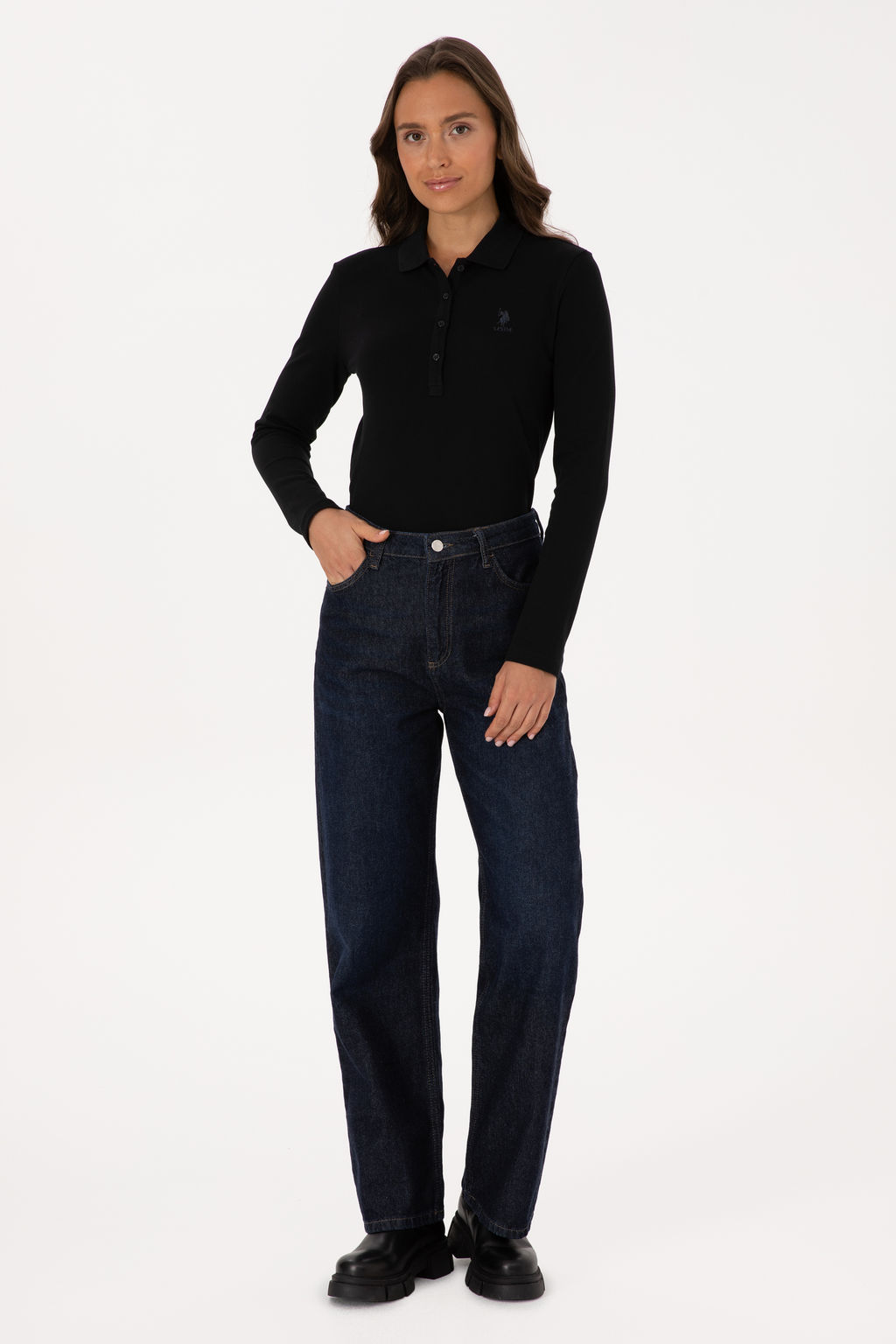 Kad_n Siyah Basic Polo Yaka Sweatsh_rt - U.s. polo assn фото 18