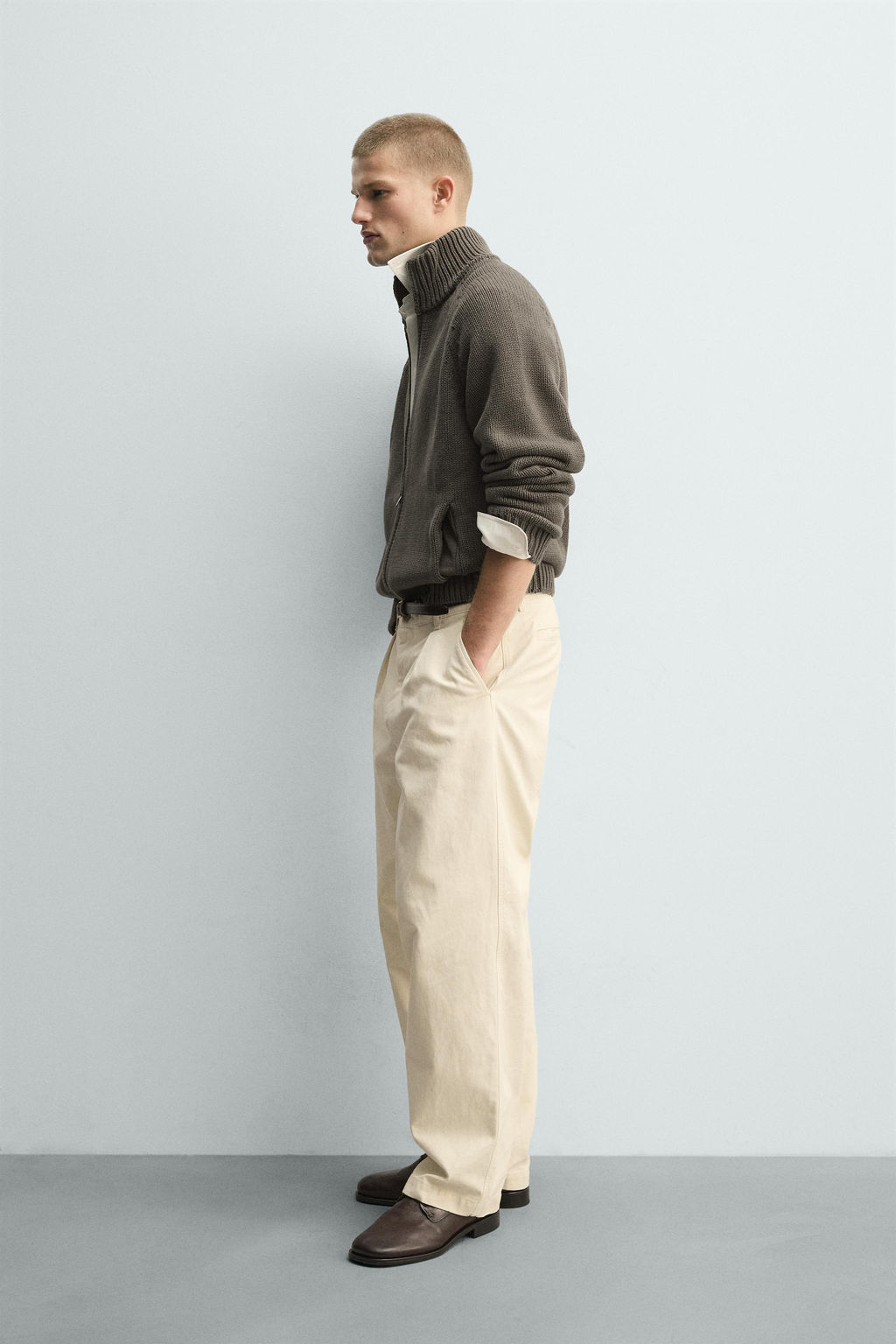 CHAQUETA PUNTO ESTRUCTURA LAVADA / Gris - Zara фото 4