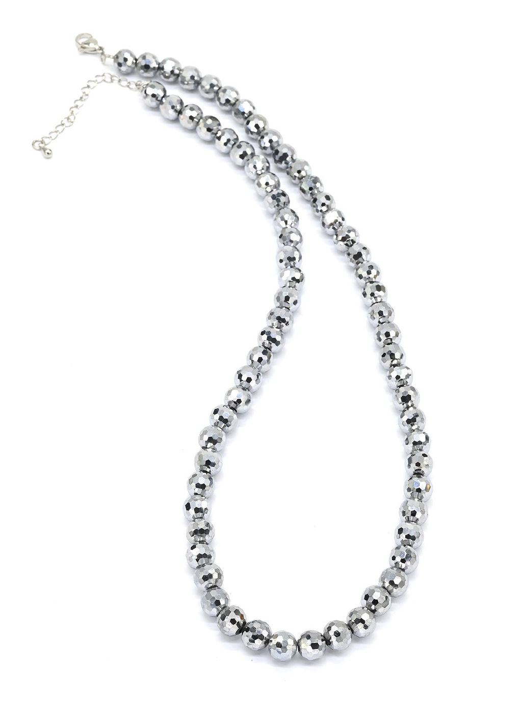 Бусы из циркона шарик гр.8мм цв.серебристый, 48см