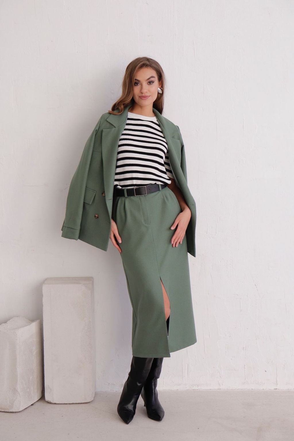 11721 Юбка миди-макси в приглушённом зелёном - Martichelli фото 20