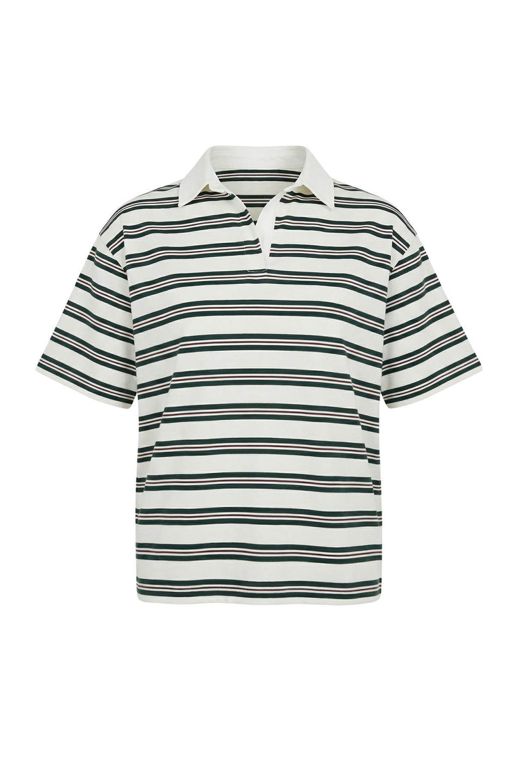 Wardrobe Essentials-Ekru Cizgili Normal Kal?p K?sa Kollu Tok %100 Pamuk Orme T-shirt TWOSS26TS00027