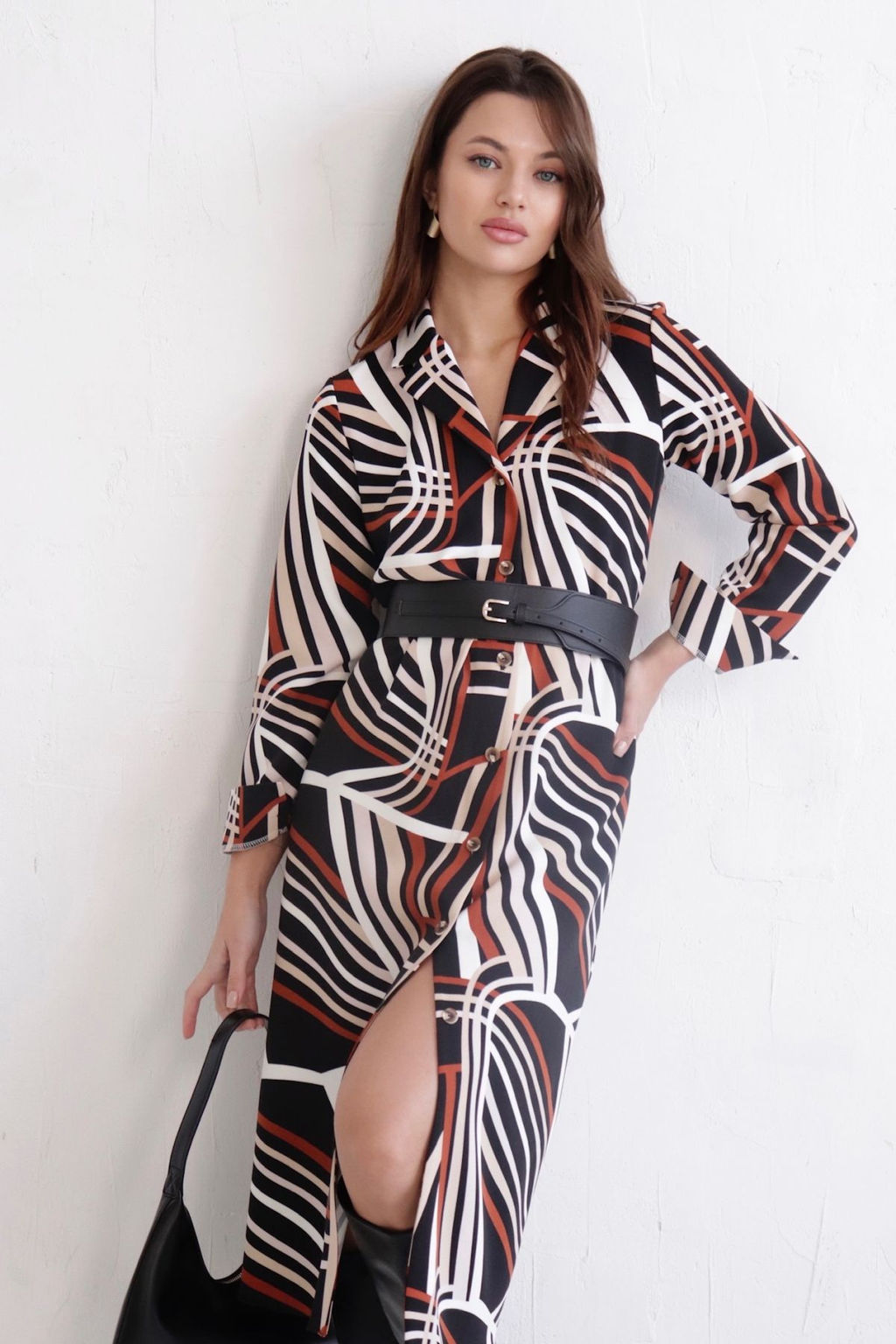 Платье-рубашка с английским воротником принт - Martichelli фото 276