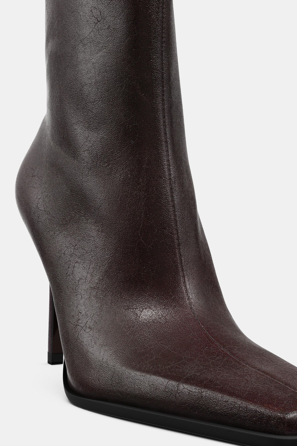 LIMITED EDITION LEATHER ANKLE BOOTS WITH SQUARE TOES - Zara фото 10