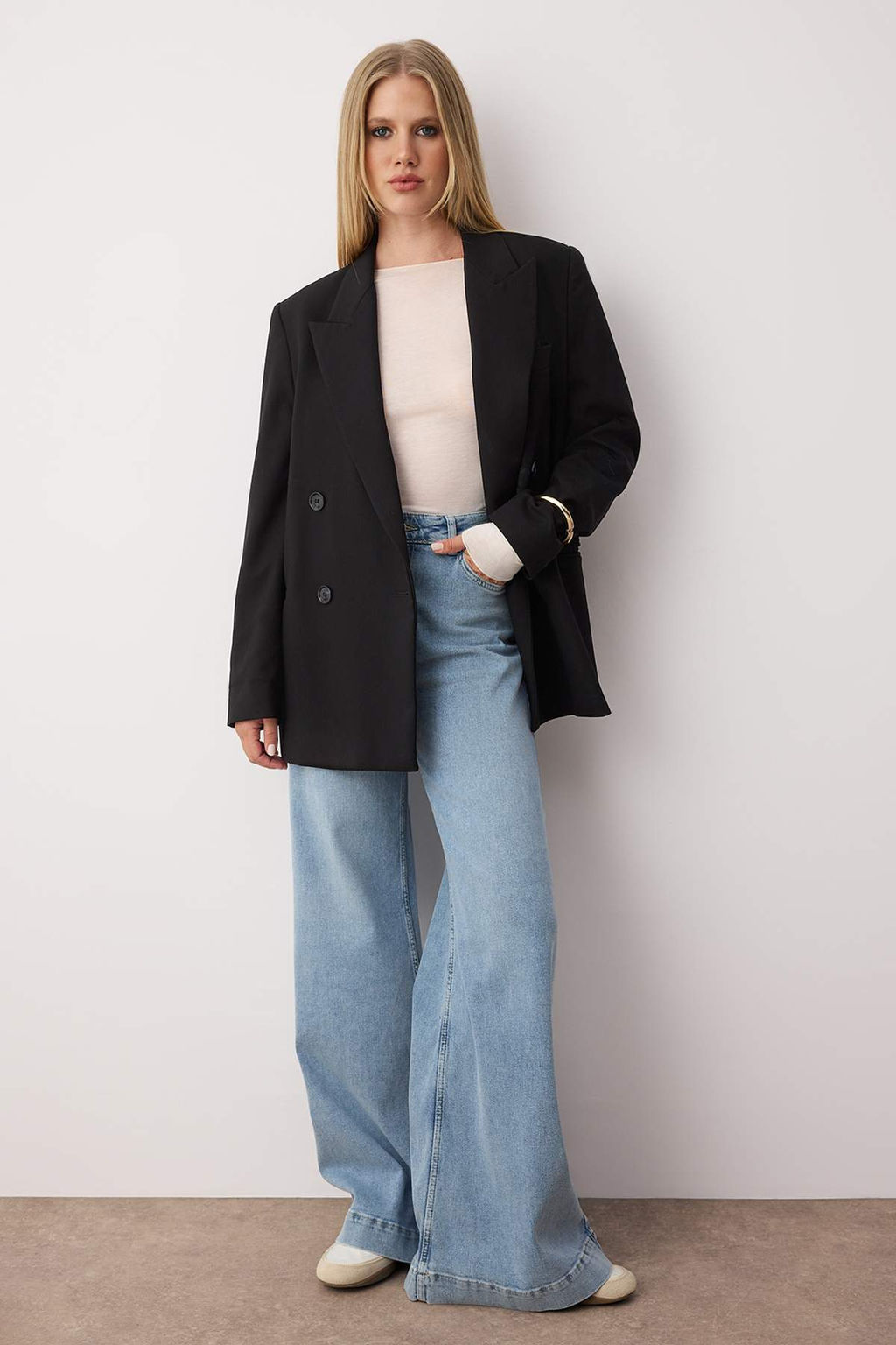 Ac?k Mavi Paca Detayl? Normal Bel Wide Leg Comfort Jeans TWOAW26JE00000 - Trendyolmilla фото 3