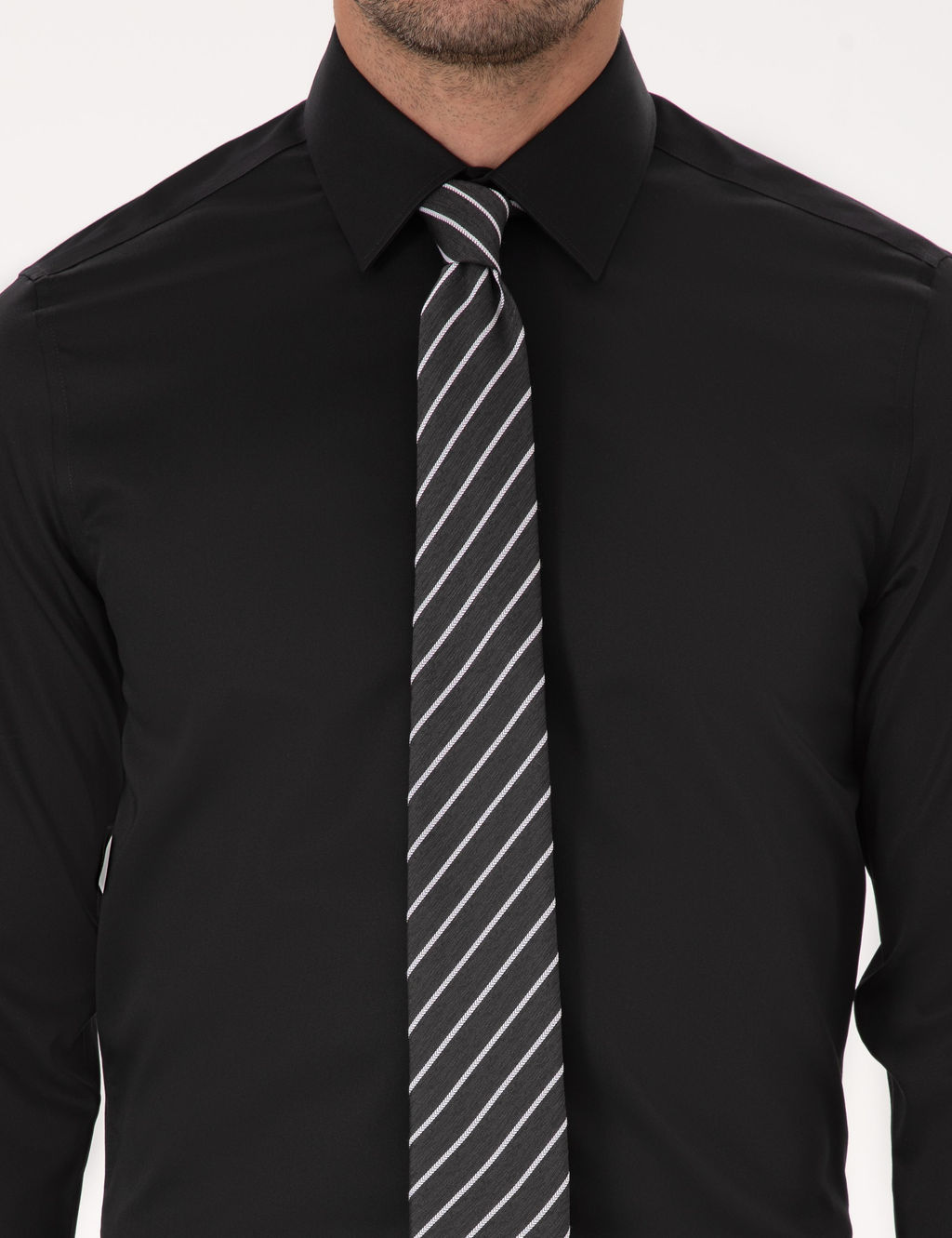 Siyah Slim Fit %100 Pamuk Non Iron Kolay _t_lenebilir Klasik G_mlek - Cacharel фото 6