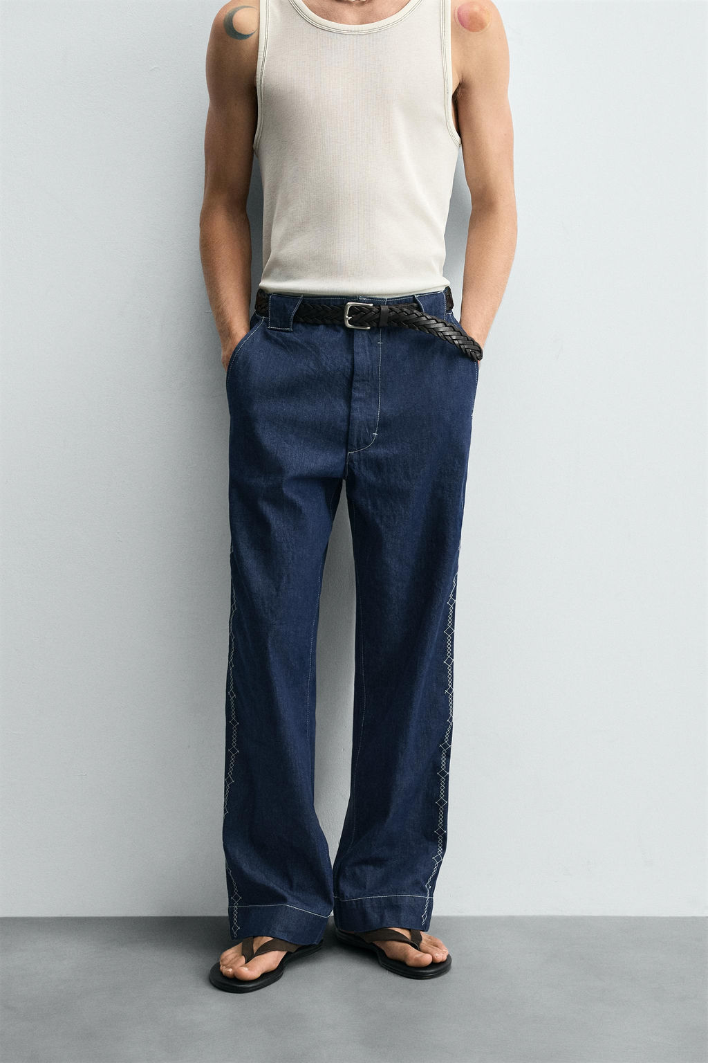 EMBROIDERED STRIPE JEANS - Zara фото 2
