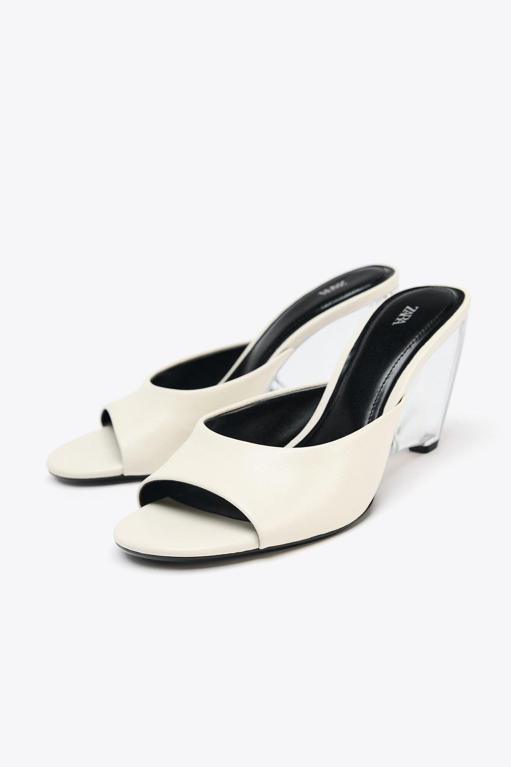 LEATHER TRANSPARENT WEDGE MULES - Zara фото 12