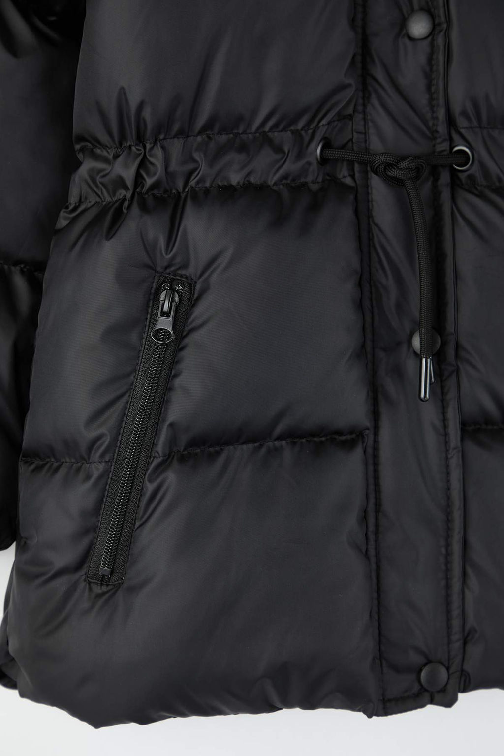 Siyah K?z Cocuk Duz Dik Yaka Regular Mont TKDAW26MO00017 - Trendyolmilla фото 2