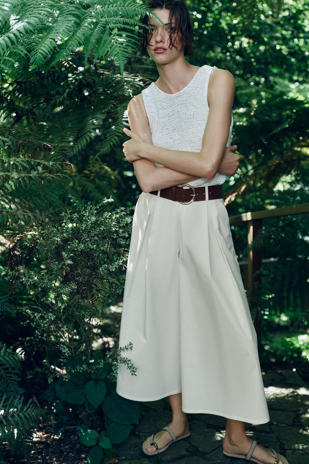 PANTAL?N CULOTTE CINTUR?N / Blanco - Zara фото 3