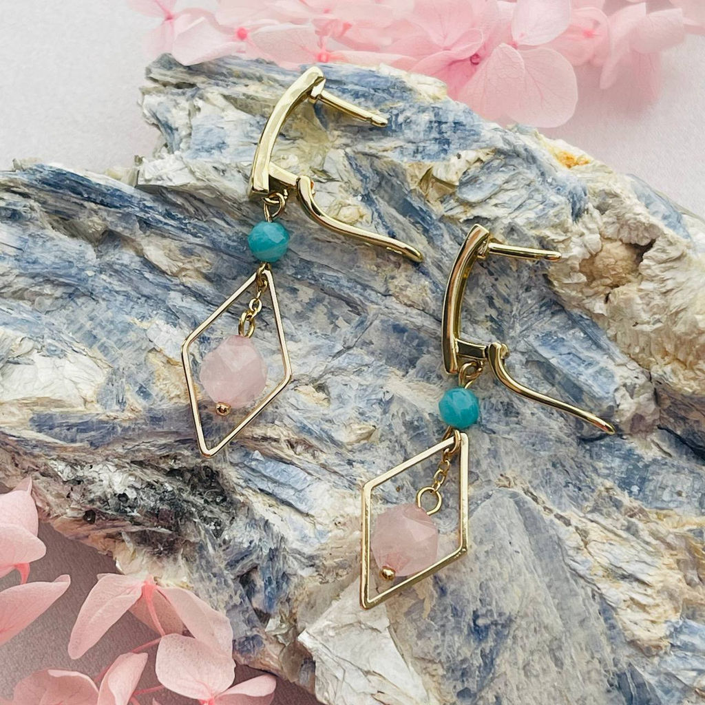 Серьги из Розового кварца и Амазонита - Радуга самоцветов фото 4