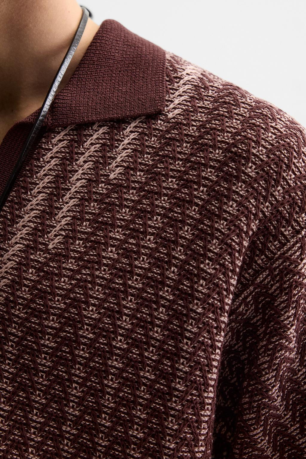 CONTRAST TEXTURED KNIT POLO SHIRT - Zara фото 5