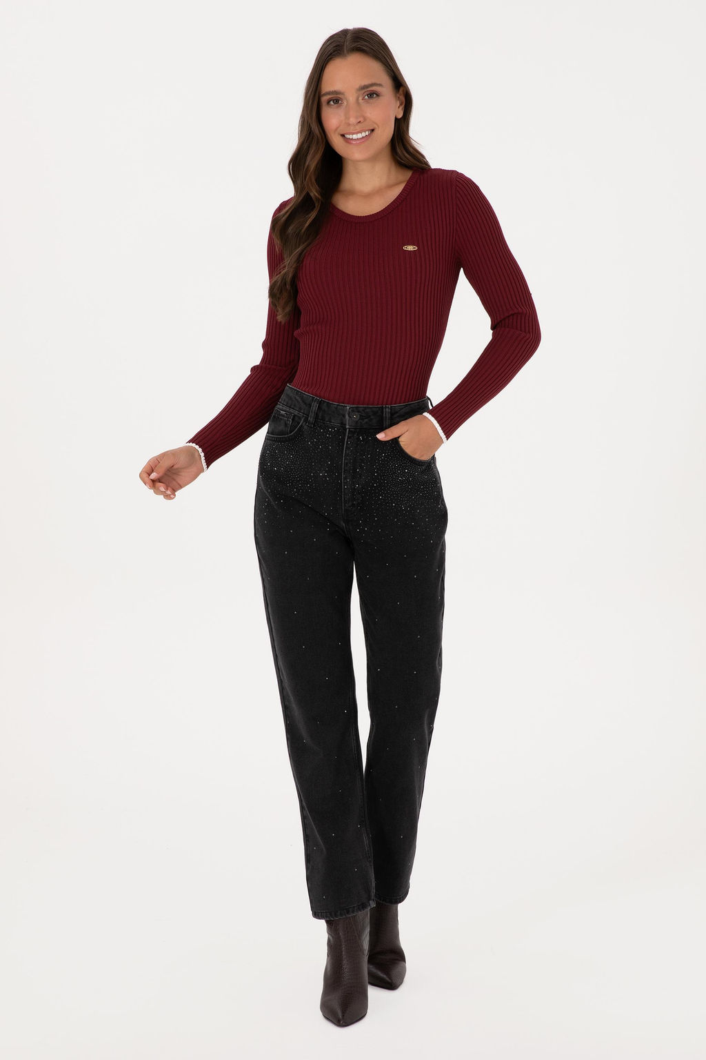 Kad_n Siyah Jean Pantolon Sepette S_rpriz _ndirim