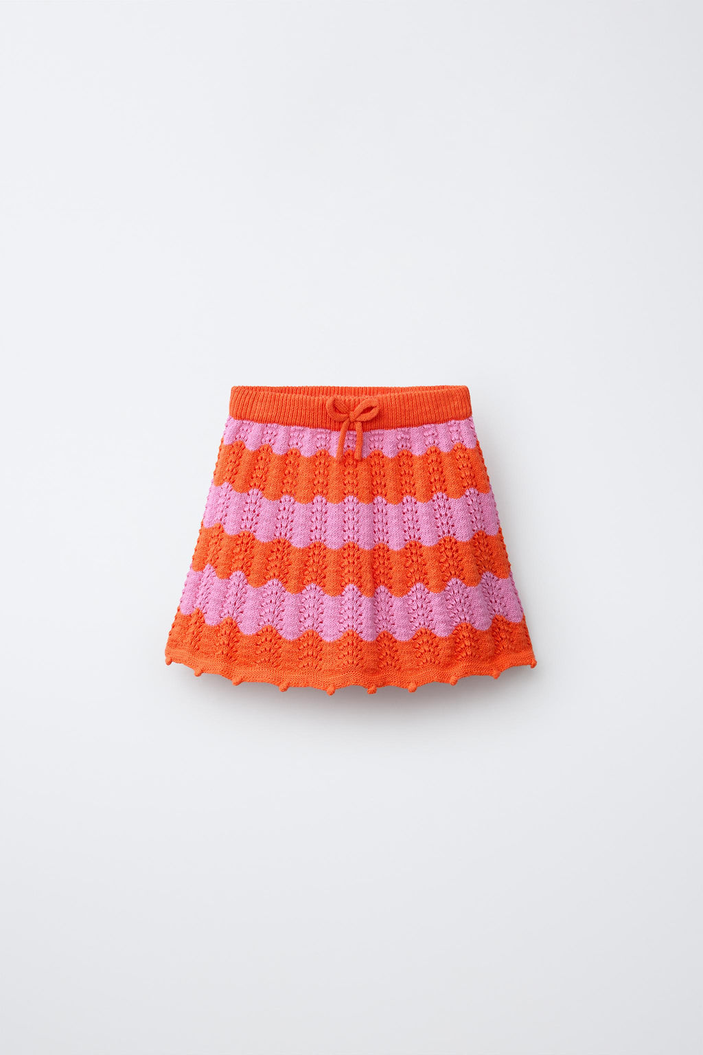 FALDA PUNTO CROCHET RAYAS / Naranja fl?or - Zara фото 3