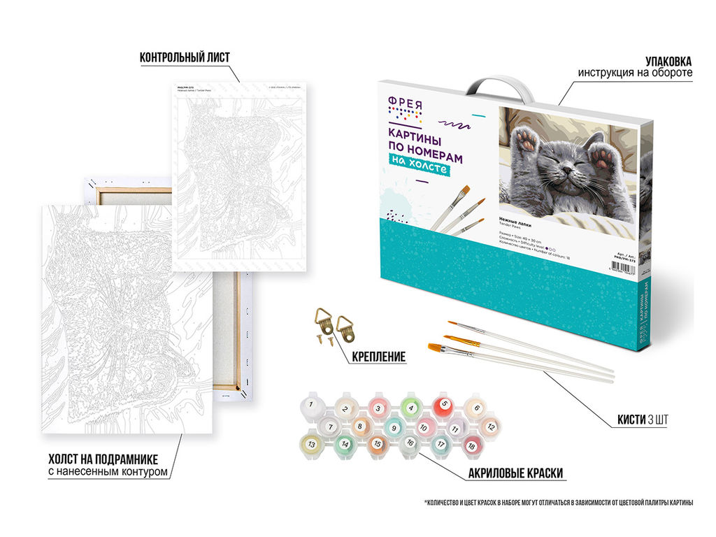 ФРЕЯ PNB/PM-373 Набор для раскрашивания по номерам 40 х 30 см Нежные лапки