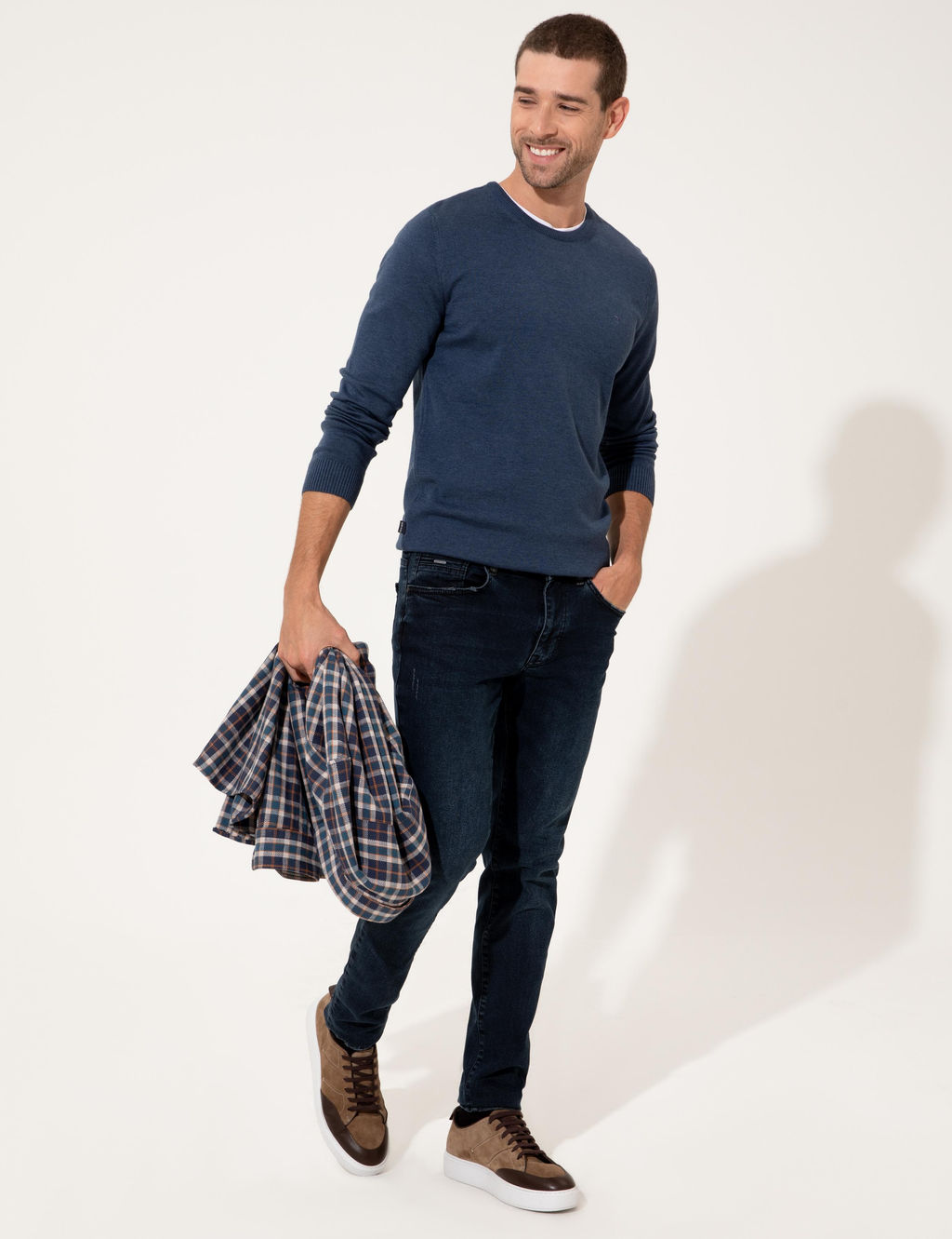 _ndigo Melanj Slim Fit Bisiklet Yaka Basic Triko Kazak - Pierre cardin фото 2