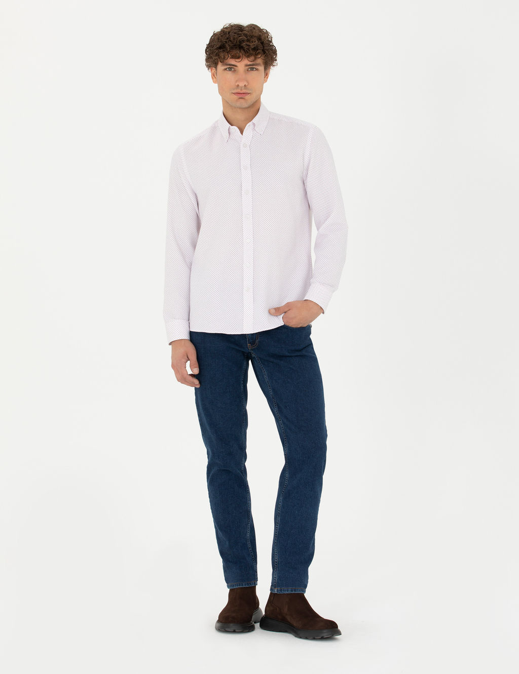 Bordo Slim Fit Uzun Kollu G_mlek