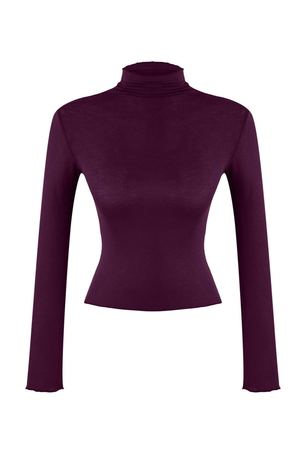 Mor Transparan Dik Yaka Esnek Normal Boy Orme Bluz TWOAW26BZ00266