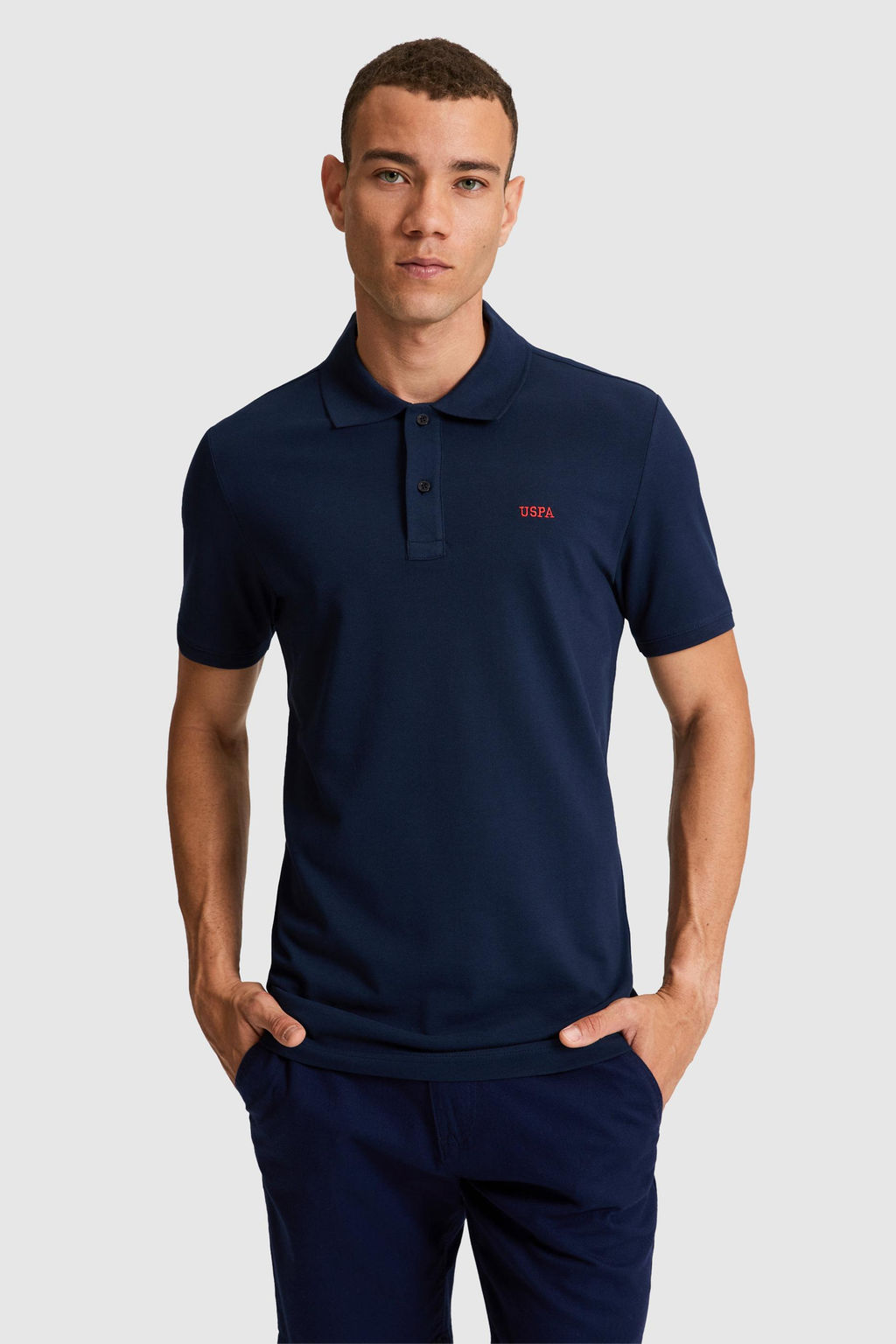 Erkek Regular Fit Polo Yaka Lacivert Basic Ti__rt