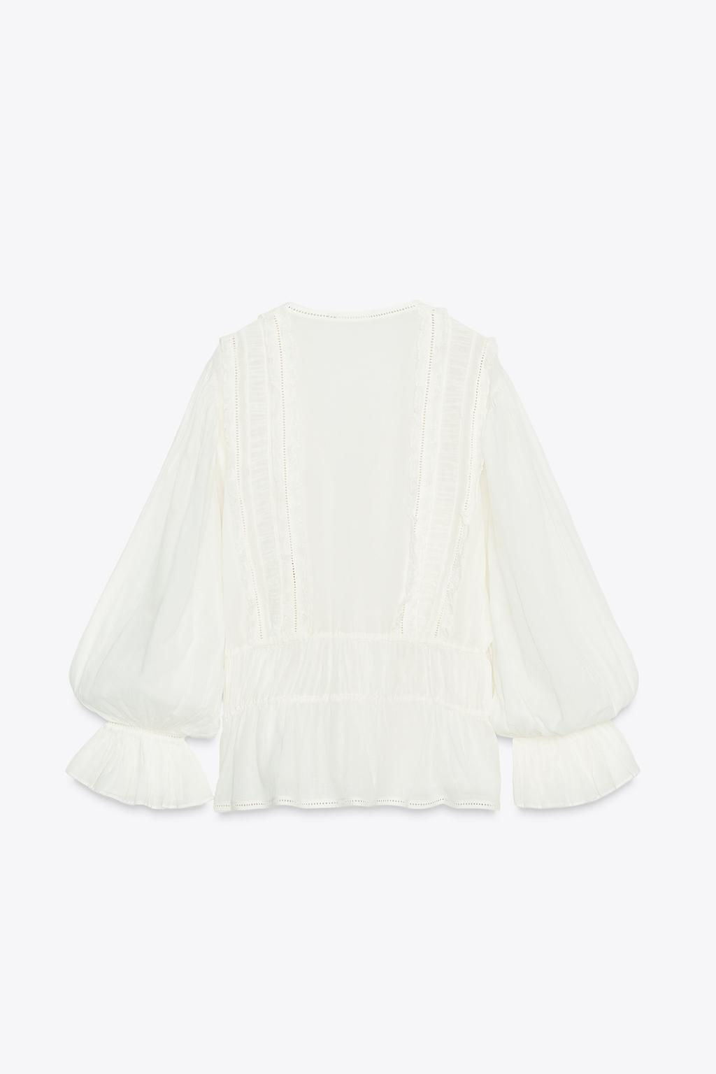 ZW COLLECTION ROMANTIC LADDER STITCH SHIRT - Zara фото 6