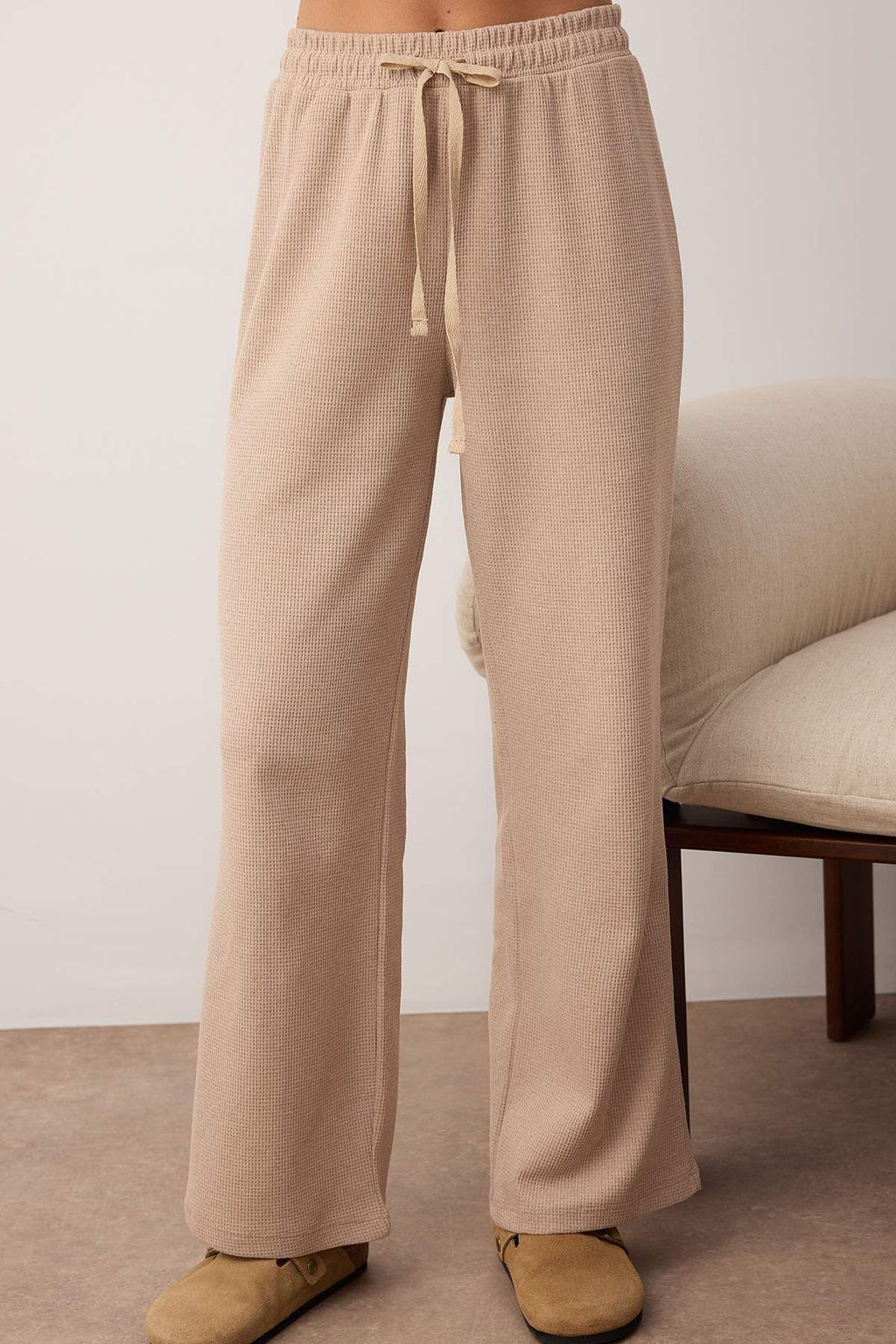 Bej Bel Baglama Detayl? Waffle Orme Pijama Tak?m? THMAW26PT00050