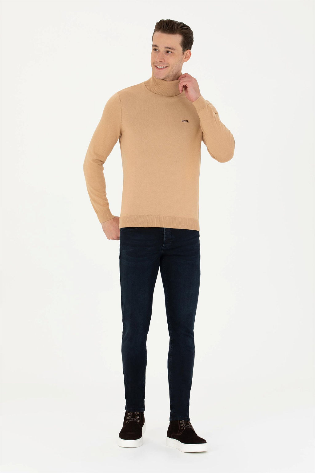 U. S. Polo Assn Мужской базовый свитер песочного меланжа - U.s. polo assn фото 11