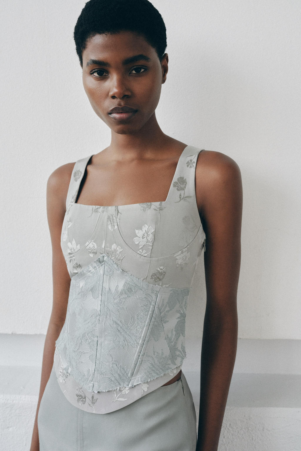 TOP CORS? COMBINADO JACQUARD / Azul pastel