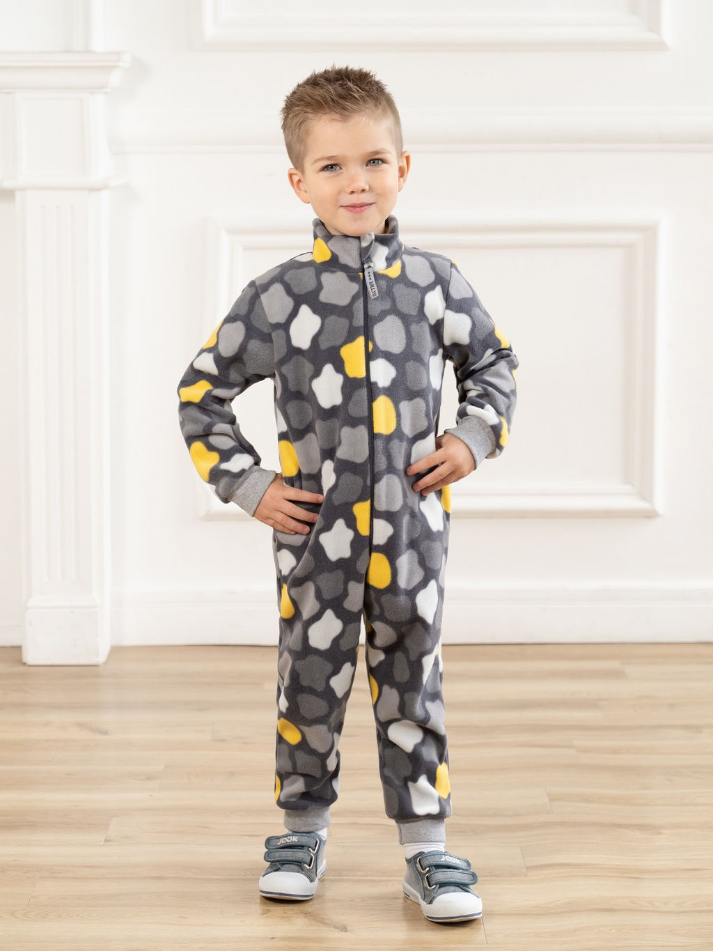 Комбинезон детский флисовый серый разводы