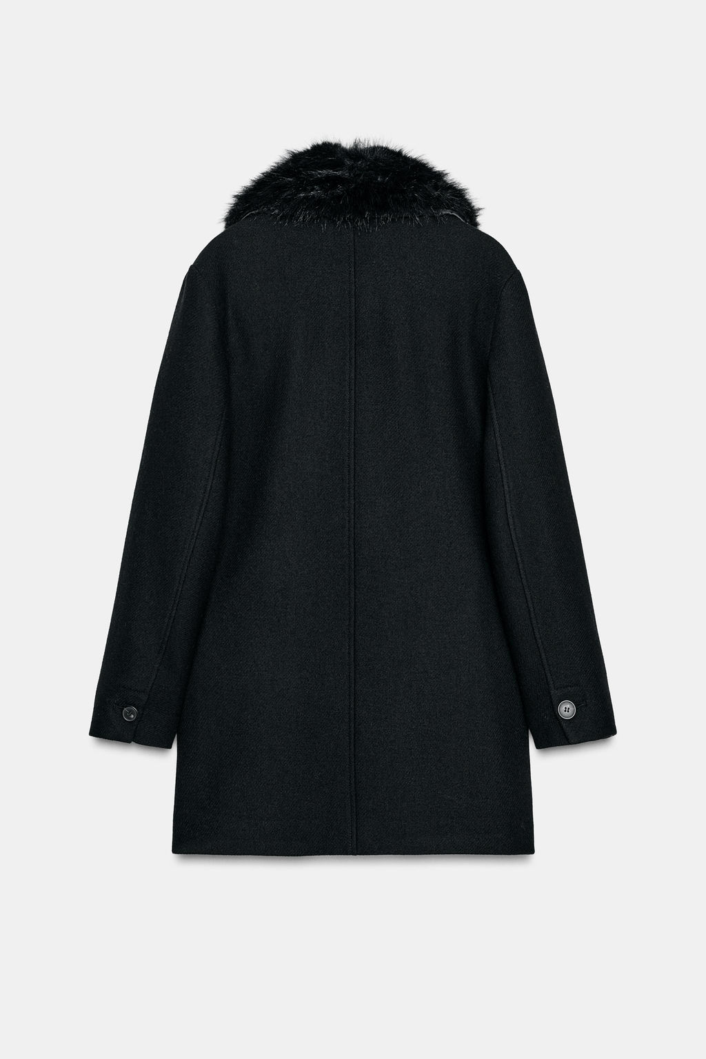 CROPPED WOOL COAT WITH FAUX FUR LAPEL - Zara фото 9