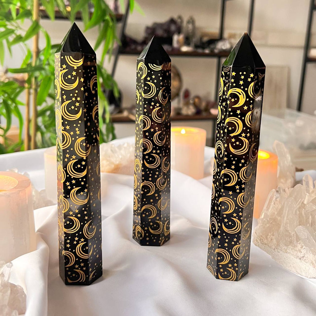 Кристалл из Обсидиана "Звездное небо"