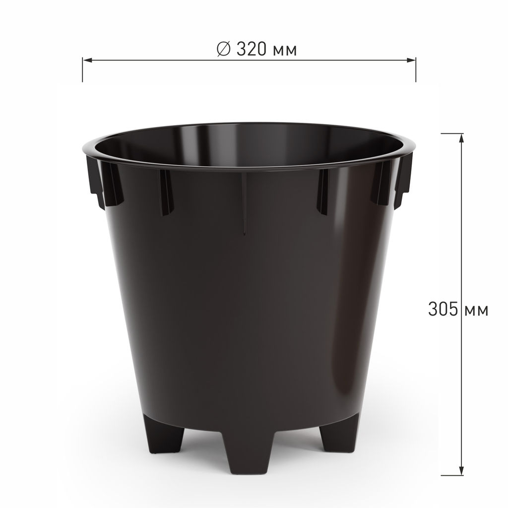 Горшок цветочный "Лея" 17л двойной (с автополивом) (графитовый) М8866