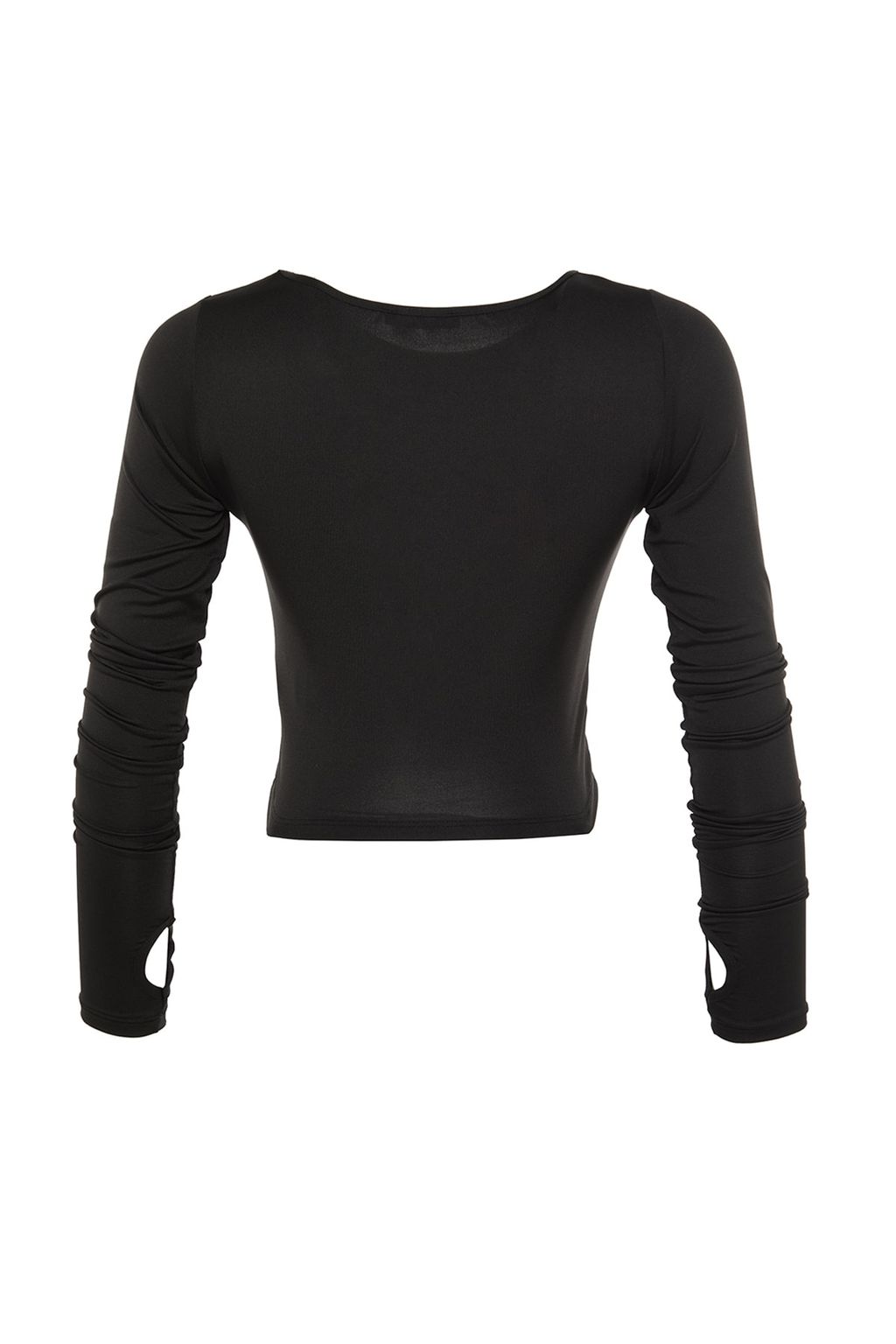 Siyah Crop Pencere/Cut Out ve Bas Parmak Delik Detayl? Orme Spor Ust/Bluz TWOAW21BZ0156