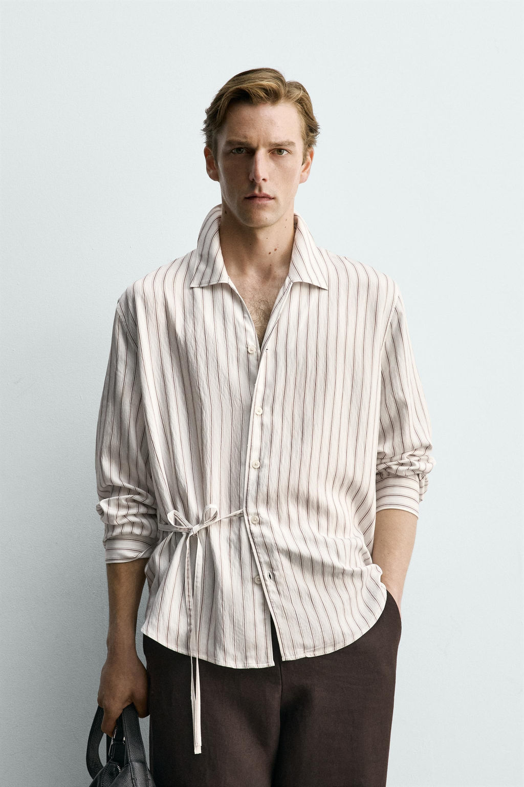 CAMISA FLUIDA RAYAS LAZO / Blanco - Zara фото 2