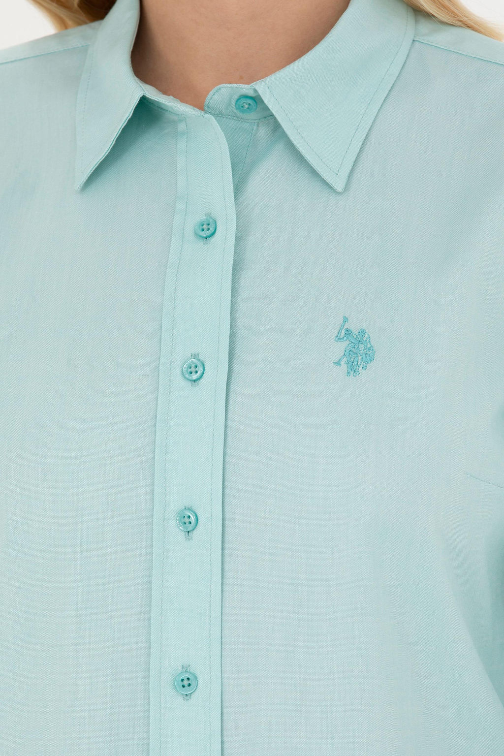 Женская мятная базовая рубашка с длинным рукавом Неожиданная скидка в корзине - U.s. polo assn фото 7