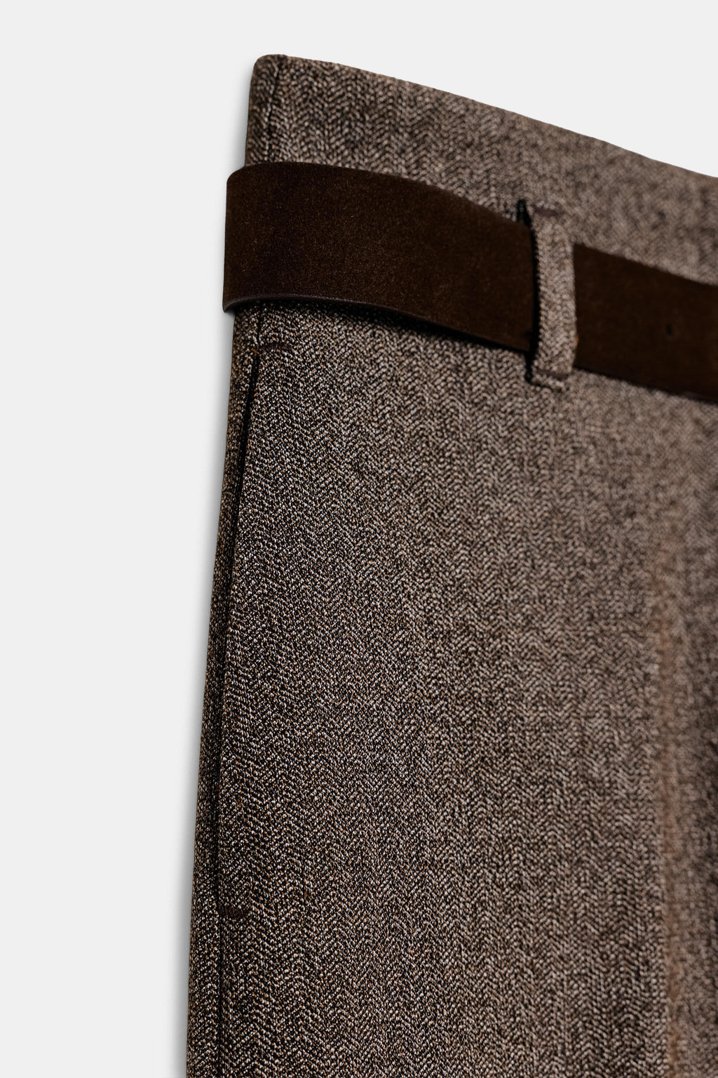 HERRINGBONE TROUSERS WITH BELT - Zara фото 8