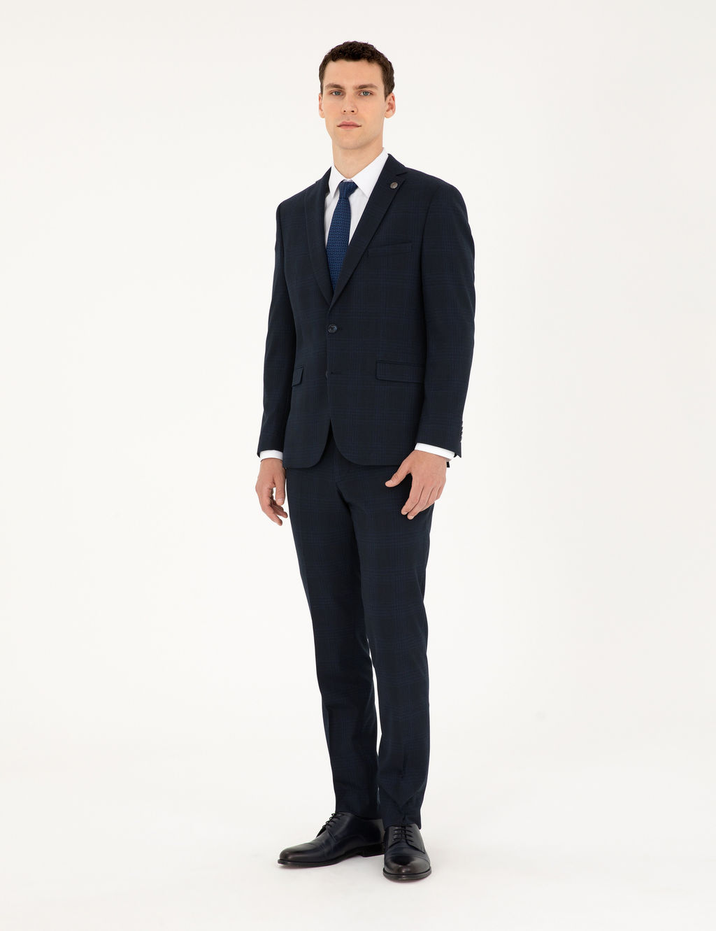Lacivert Slim Fit Tak_m Elbise