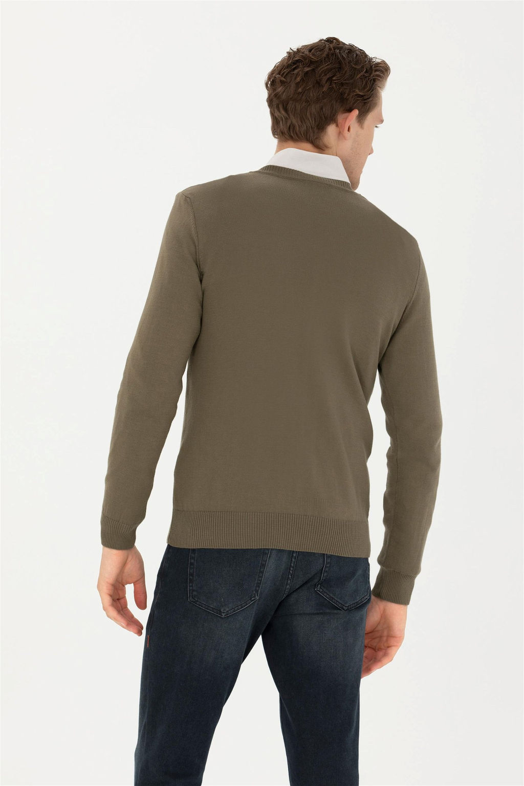 Мужской базовый свитер цвета хаки - U.s. polo assn фото 5