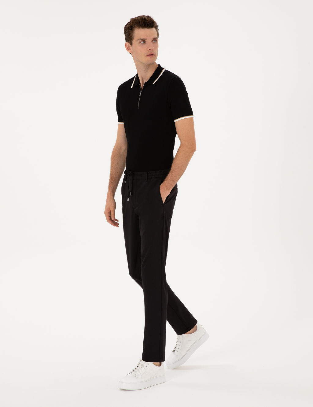 Siyah Slim Fit Klasik Jogger Pantolon