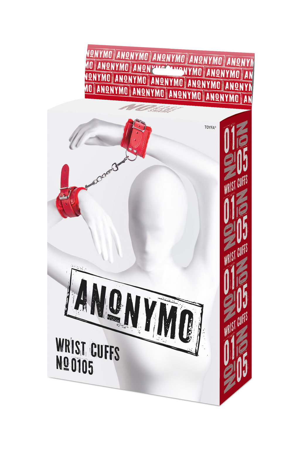 Наручники Anonymo #0105, PU кожа, красные, 19,5 см