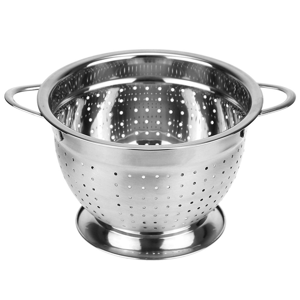 Дуршлаг из нержавеющей стали Премиум д18см h11,5см, 1,5л, s0,30мм, с ручками, на подставке (Китай)